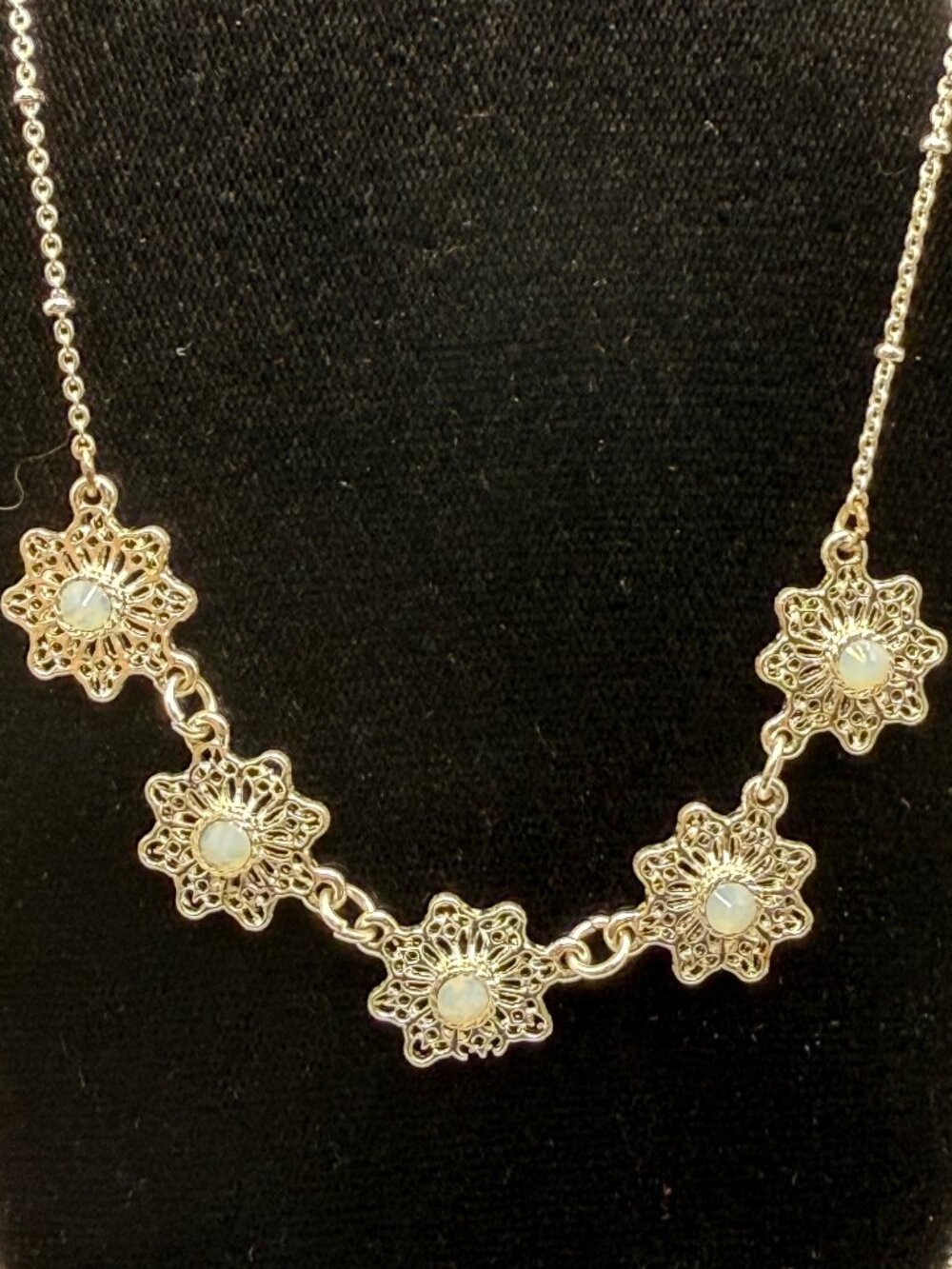 Lauren Conrad Silver Necklace w/Opal Colored Crystals
